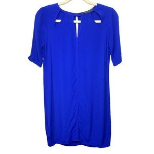 BCBGmaxazria Size XS Dress Royal Blue Mini Shift Cutout Dress Above Knee